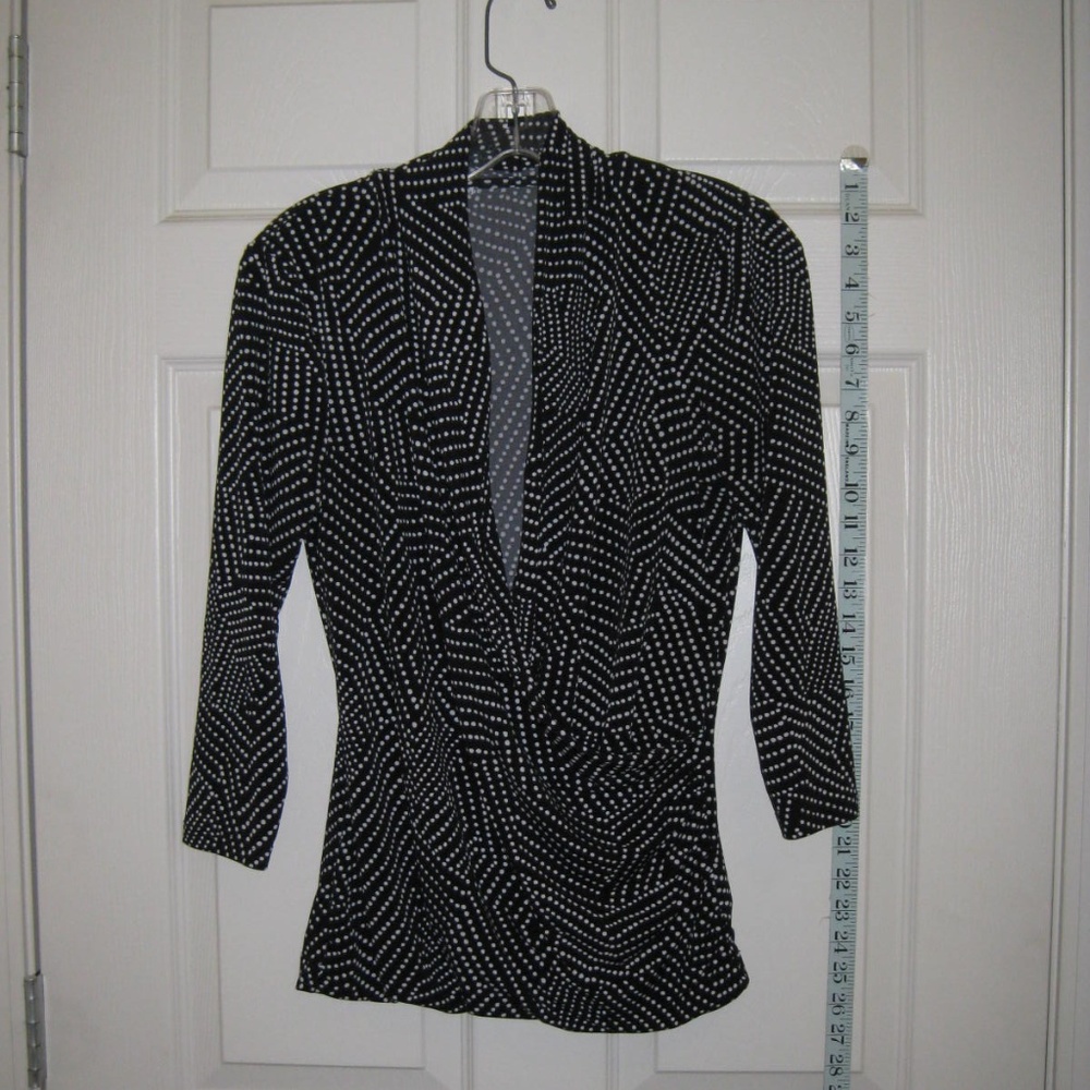 Geometric Polka Dot Surplice Blouse